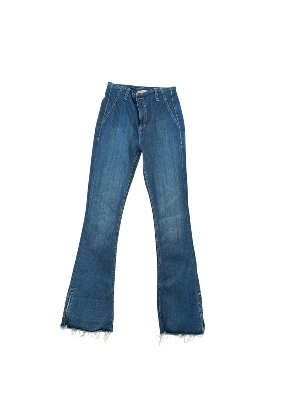 We The Free Men's Blue Slim Straight Jeans with Frayed Hem